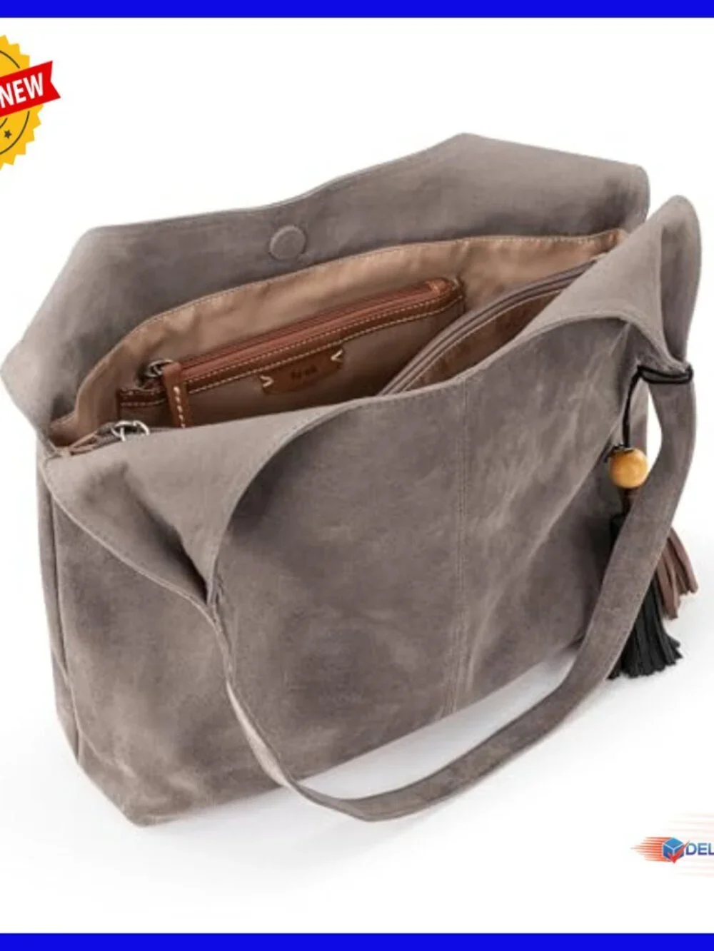 Large Leather Hobo Bag with Double Straps for Everyday Travel